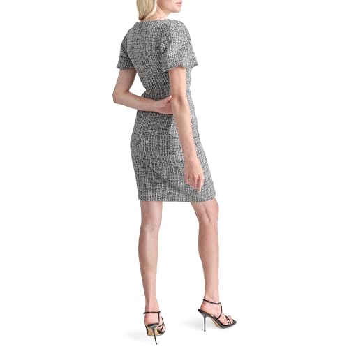 Image of DKNY Women's Short Sleeve Boat Neck Side Ruched Dress