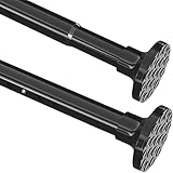 Duschvorhangstange Ausziehbar Duschstange ohne Bohren Gardinenstange zum Klemmen Extra Dicke Teleskopstange Vorhang für Badezimmer,Schlafzimmer Schwarz(110-165CM Φ32mm)
