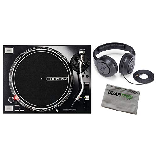 Reloop RP7000MK2 Pro Upper Torque Turntable System Bundle w/Headphones and Cloth