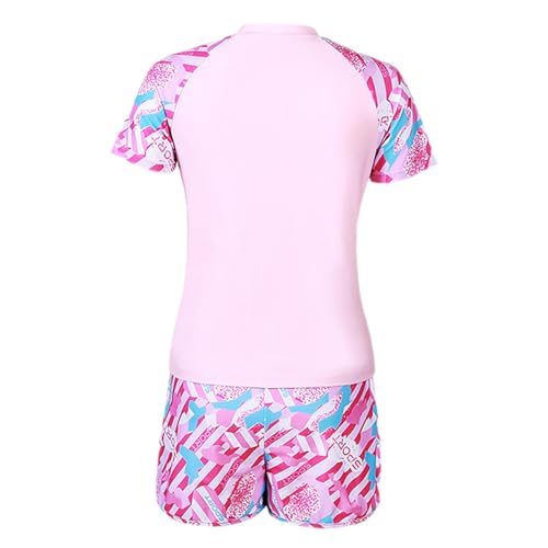 Loyan Youth Girls Rash Guard Set Beach Swimwear T-Shirt with Shorts Set Sun Protection Swimsuit Tankini3