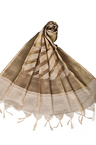 Banarasi Coton Dupatta for Women With Light Gold Zari Work, Stole Scarf Wrap Chunni3