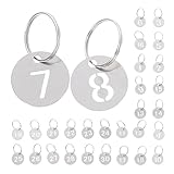 Parliky Nummerierte Schlüsselanhänger Rundes Nummernschild aus Edelstahl 30 Stück für Schlüsselklassifizierung mit Verschleißfestigkeit für Büros und Fahrradvermietung