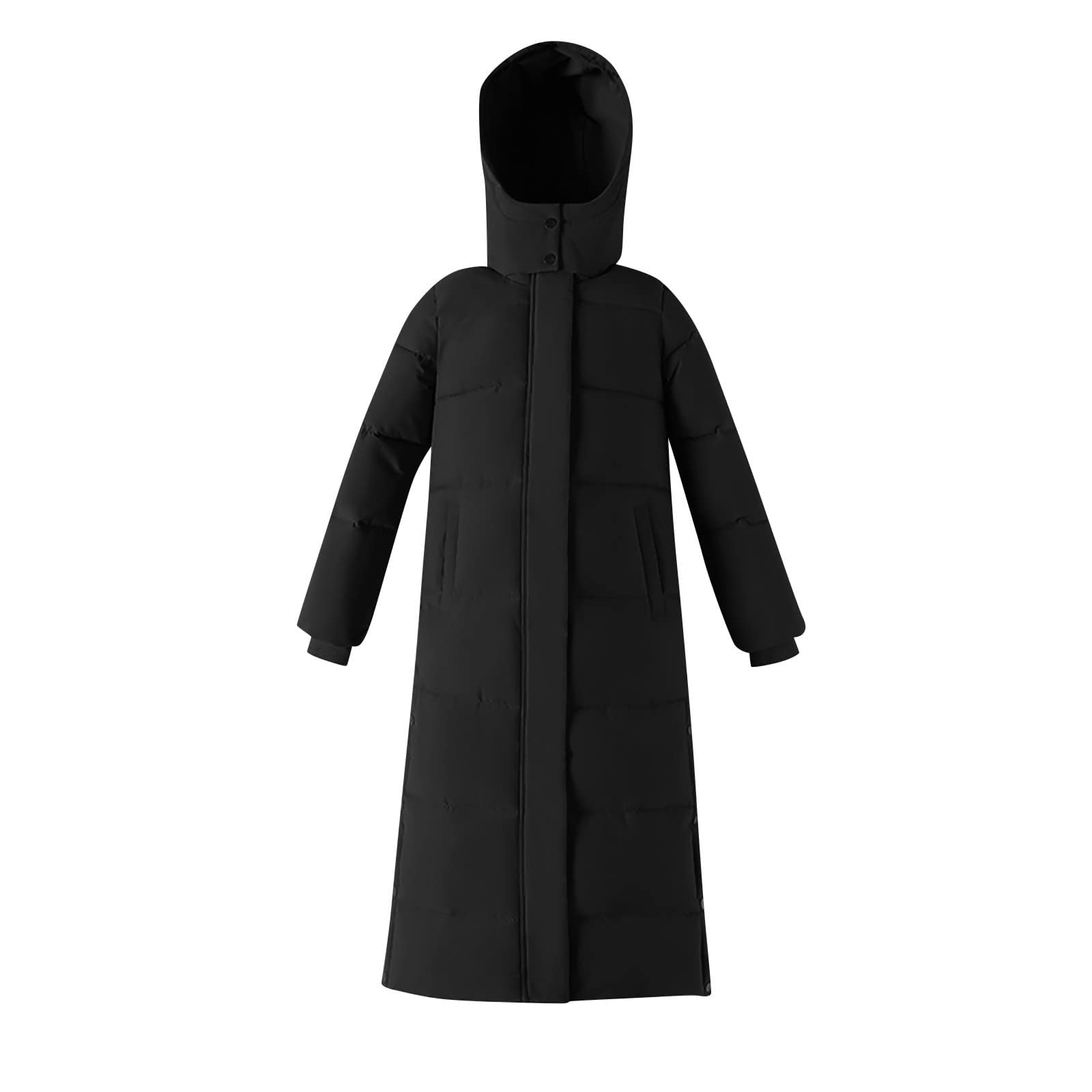 Generisch Damska kurtka puchowa, ciepła kurtka puchowa, elegancka, pogrubiona, pikowana kurtka z kapturem, kurtka zimowa, miękka, elegancka kurtka zimowa, długi płaszcz outdoorowy, kurtka damska