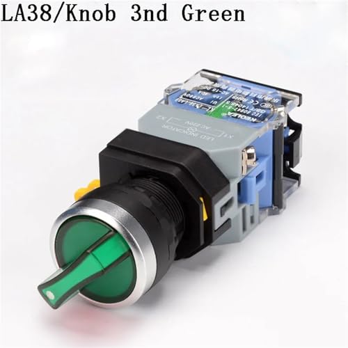 Interruptor LA38 de 22mm con boton plano autoblocante de 380V color plata 2