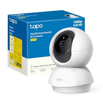 Tapo C200C Telecamera Wi-Fi Interno FHD, Videocamera sorveglianza, Visione Notturna, 360° Visuale, Audio Bidirezionale, Rilevamento di movimento e notifiche, Allarme Acustico e Luminoso Integrato