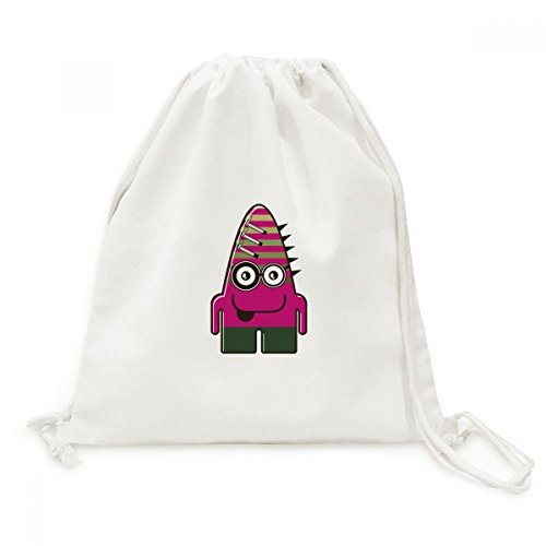 Sac à cordon monstre rose en toile lavable pour le sport et l'école