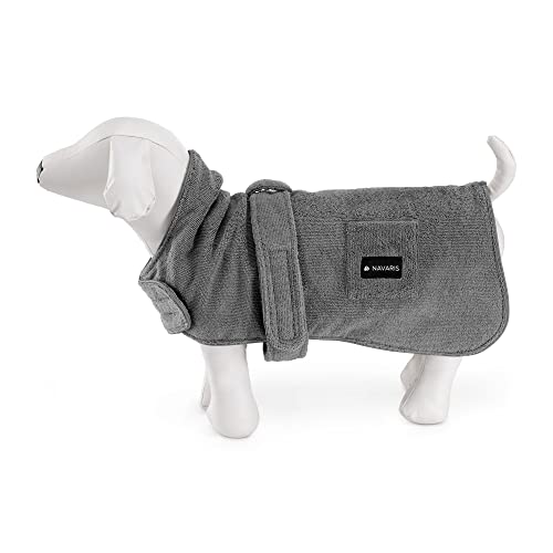 Navaris Hundebademantel Hundehandtuch - Handtuch für Hund mittelgroß - Träger verstellbar mit Klettverschluss - Hunde Bademantel weich bequem