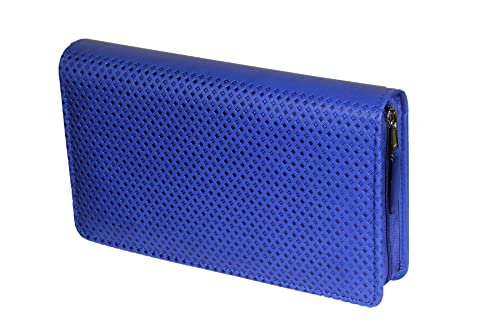 Image of Sukeshcraft Multiple Cheque Book Holder | Original PU Holds Upto 8 Cheque Books, Locker Key Hook, 2 Photo Slots, 1 Pin-Sim Slot, 13 Credit /Debit Card Slots with Matching Zipper (PU -Sky Blue)