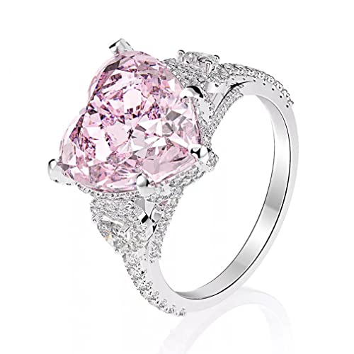Bague en argent 925 et diamant rose de 12mm pour un éclat durable sans ternir vos doigts