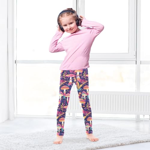 KLL Trippy Mushrooms Rainbow Toddler Girls' Legging Casual Full Length Dance Pants Exercise4