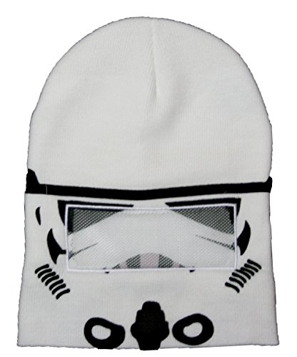Star Wars Mens' Storm Trooper Roll Down Mask Winter Beanie Hat, White, One Size