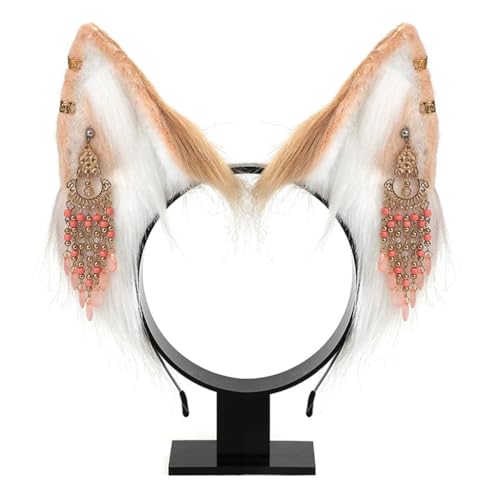 Diadema de oreja de lobo con flecos para disfraces de adolescentes 4
