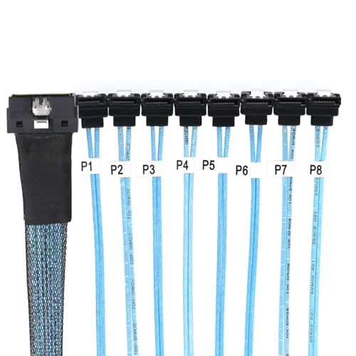 Cable SlimSAS LP SFF-8654 8i a 8x SATA 7P 0.5m miniatura 6