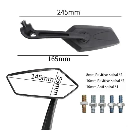 Espejo retrovisor modificado para motocicleta en cristal blanco y visión gran angular 3