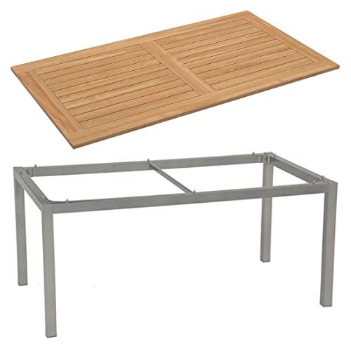 OUTLIV. Gartentisch 160x90, aus Teakholz und Aluminium, die perfekte Ergänzung in Ihrem Garten oder auf dem Balkon