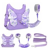 Toddlers Leash + Anti Lost Wrist Link Child Kids Safety Harness Kids Walking Wristband Assistant Strap Belt for Girl Pink Christmas Gift (Purple)