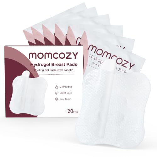 Momcozy Hydrogel Nursing Pads,Cooling Relief,Breastfeeding Essentials 20pcs | Hydrogel Nipple Pads,Lanolin, Instant Cooling Relief, Support for Breastfeeding and Pumping, Individually Wrapped