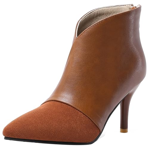 Bottes de cheville ajustées talon aiguille femme bout pointu confort urbain Dx1019