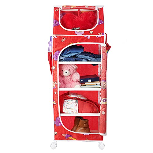 Image of Little One's | 5 Plastic Shelves Baby Wardrobe /Toy Organizer | Aquatic Red | TB5 /FR