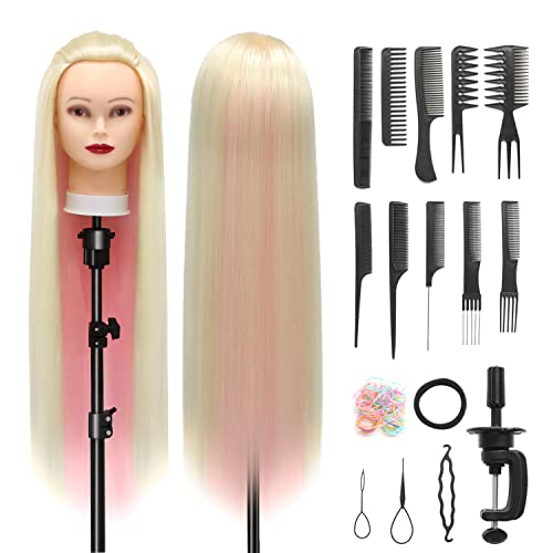 Styling Head 28 inch Hairdresser Training Head 100% Synthetic Fiber Hair Styling Head