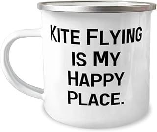 Kite Flying is My Happy Place. 12oz Camper Mug, Kite Flying, Epic Gifts For Kite Flying, Kite flying birthday party, Kite flying birthday present, Kite flying birthday cake, Kite flying birthday