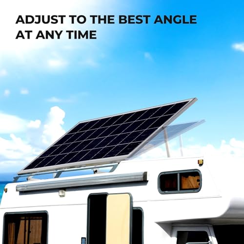 Image of BougeRV 28in Adjustable Solar Panel Tilt Mount Brackets with Foldable Tilt Legs, Solar Panels Mounting Support up to 100 150 200 Watt Solar Panel for Roof, RV, Boat, and Off-Grid