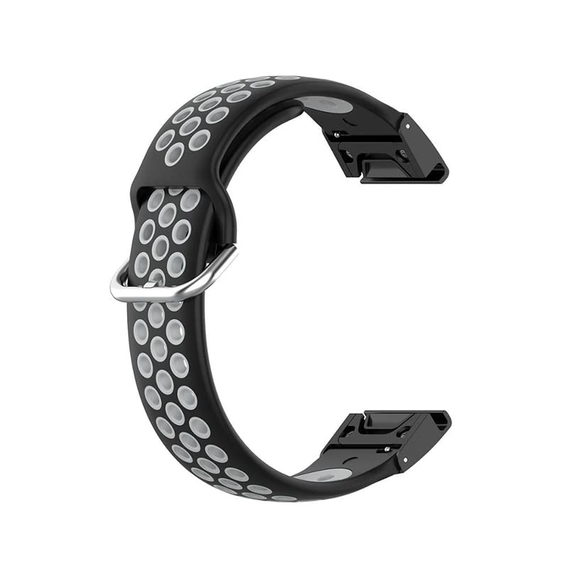Bracelet en silicone 26mm pour Garmin Fenix 7X 6X Pro Noir Gris Taille XL