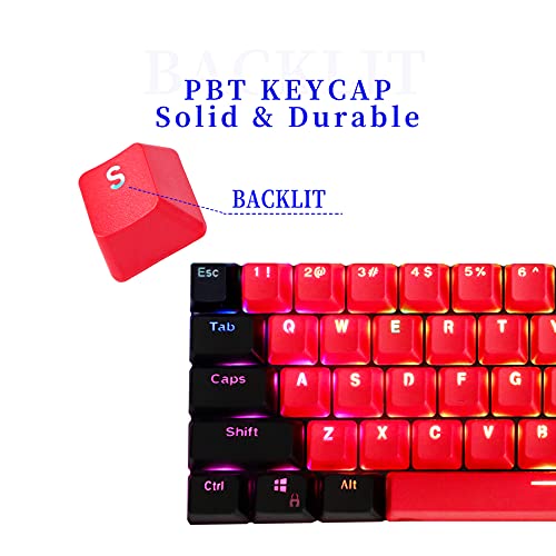 Image of Guffercty kred GTSP 61 Red Keycaps 60 Percent Keycap Set PBT OEM Ducky Keycap With Key Puller Fit For Cherry MX Switches Mechanical Gaming Keyboard (Milan A