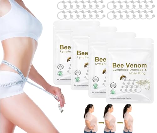 GUUZOGG Bee Venom Nasal Oil Ring Lymphatic Drainage Nose Rings Nasal Diffuser Bee Venom Nose Ring Firming Nasal Oil Ring Nasal Inhaler Accelerate Basal Metabolism (4 Bags/28 Pcs)