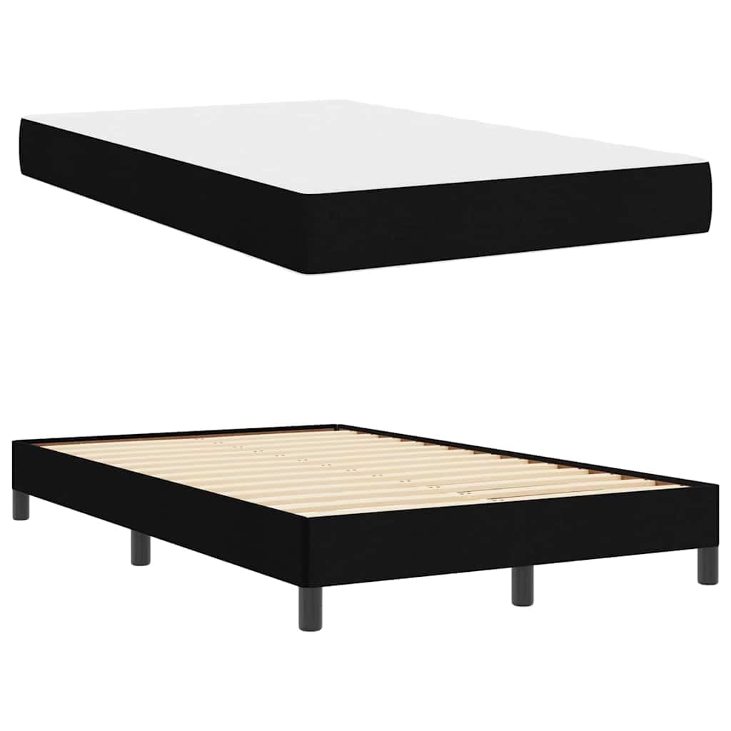 vidaXL Boxspringbett mit Matratze Schwarz 120 x 200 cm Stoff, Moderner Bettgestell, rechteckige Schlafbasis, Stabiler Boxspring, Coole Optik, Holz, gemütliche Plattform