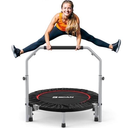 BCAN 40/48' Foldable Mini Trampoline Max Load 330lbs/440lbs, Fitness Rebounder with Adjustable Foam...