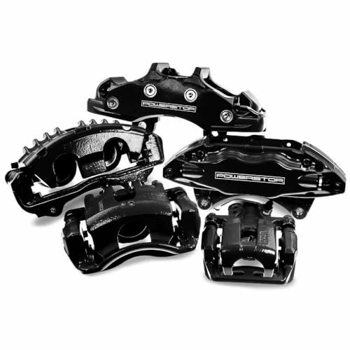 Image of Power Stop S5044BLK Front Pair of High-Temp Black Powder Coated Calipers For Town & Country, Grand Caravan, Nitro, Liberty, Wrangler, Wrangler, Ram C /V, VW Routan [Model Specific]