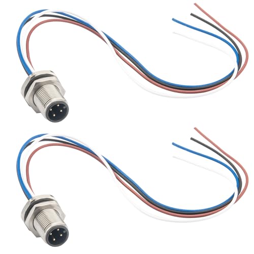 M12 conector avión macho 4 pines 0.2m 2 unidades miniatura 1