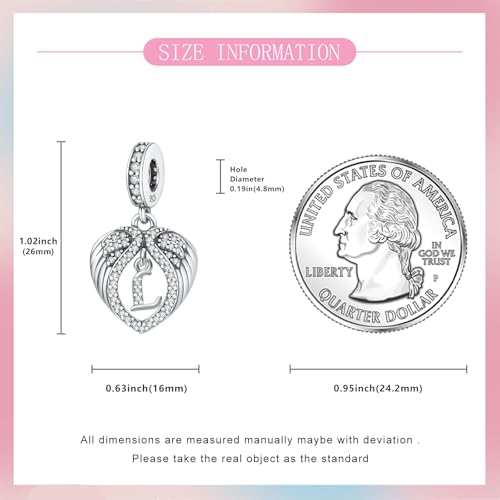 Abalorio de plata de ley 925 con inicial y circonitas para pulseras Pandora 5