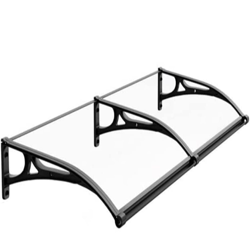 Window Door Awning Canopy UPF 50+, Aluminum Bracket Polycarbonate Board.Front Doors/Windows Overhang Awning for Sun Shutter, UV, Rain, Snow Protection Solid Sheet