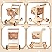 Asweets 2 in 1 Wooden Baby Walker Push and Pull Doll Stroller, Shopping Cart Learning Walker for Boys and Girls, Sit Stand Learning Toddler Toy (Brown)