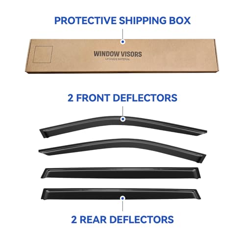 Image of Window Visors Rain Guards for 2020-2026 Toyota Highlander, Out-Channel Window Vent Wind Deflectors Visors Shades for 20 21 22 23 24 25 Highlander