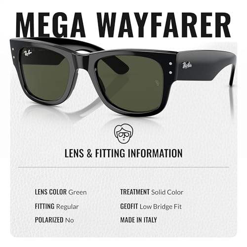 Ray-Ban RB0840SF MEGA WAYFARER LOW BRIDGE FIT Square Shaped Sunglasses for Men & Women with Official RAYBAN Eyewear Kit4