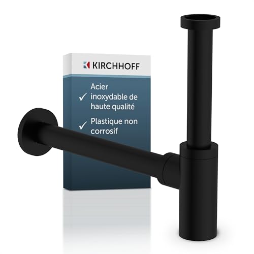 Kirchhoff Siphon design, siphon de lavabo de salle de bain en plastique non corrosif, siphon pour lavabo et lavabo, siphon anti-odeurs avec ouverture de...