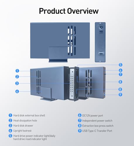 Image of IO CREST 10Gbps Single Bay USB Type-C Enclosure for 2.5 inch & 3.5 inch SATA HDD