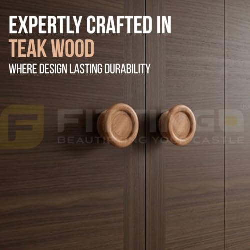 Image of Wooden Cabinet Knob for Drawer, Wardrobe, Cupboard & Kitchen Cabinets - Natural Wood Furniture Knob Handle - Pack of 6(1.5 Inch)-| 3 Years Warranty |