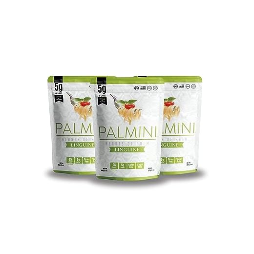 PALMINI Pasta Linguini - Palmito – Bajo en calorías – Bajo en carbohidratos – Keto - Vegano – Libre de OGM – Libre de Gluten – Sin azúcar – 338g | (Pack de 3 unidades)