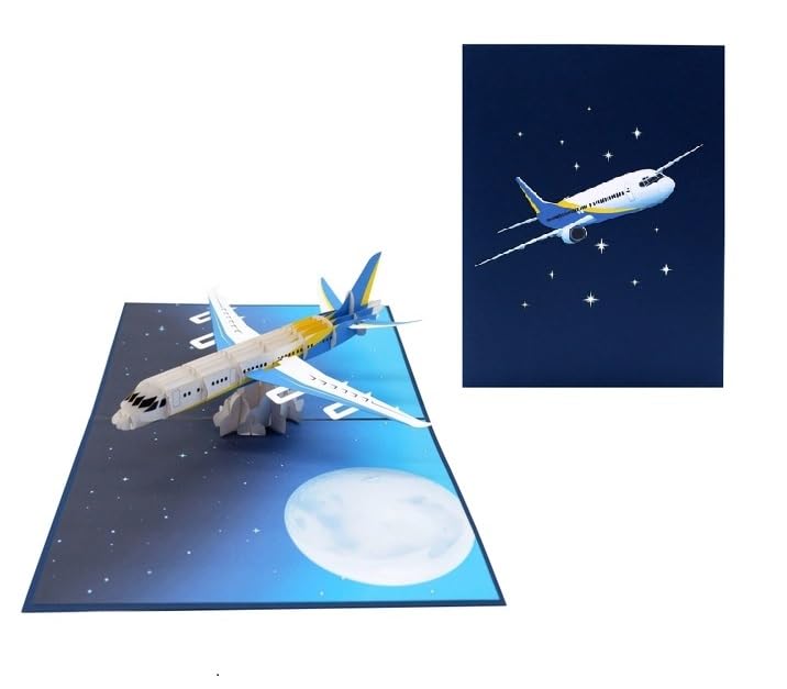 ETA 3D Airplane Pop Up Card, 3D Birthday Vehicles Pop up Card for Travel, Pilot, Flight Attendant or for Grandpa Father Dad Husband Son, Father Day
