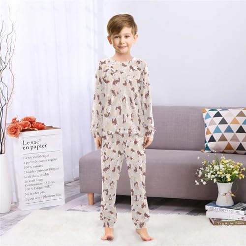 Abstract Camouflage Pink Soft Pajama Set for All Seasons,Breathable Pjs Long Sleeve Sleepwear,Comfy Loungewear 2 Piece Underwear Set 6T4