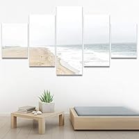 SIGNWIN 5 Panel Canvas Wall Art Coastal Orange Photography Relax/Calm Romantics Sunset Warm for Home Decorations Ready to Hang - 60