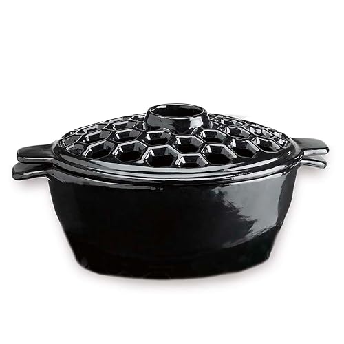1.4l. Cast Iron Lattice Steamer, in Black