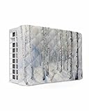 Winter Forest Indoor Air Conditioner Cover for Window Units, Shabby Chic Tree Snow Scenery Contemporary Double Insulation Adjustable Waterproof Indoor AC Cover with Elastic Straps 28' x 20' x 3.5'