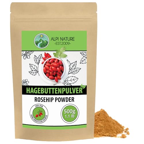 Alpi Nature Hagebuttenpulver 500g, Hagebuttenmehl ,Hagebutten getrocknet und gemahlen, Hagebutten Pulver