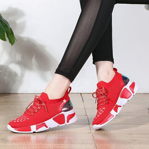 Baskets traditionnelles rouges pour femmes chaussures de sport à lacets - 3