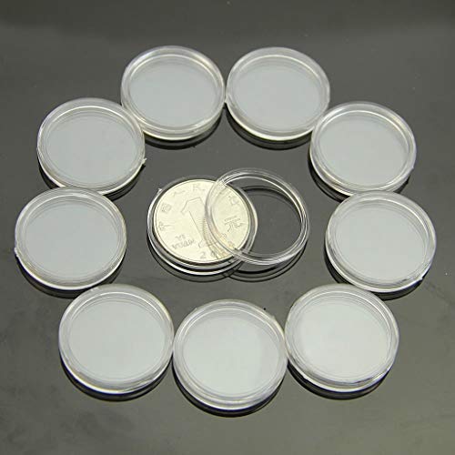 10 fundas transparentes redondas para monedas 25mm miniatura 1